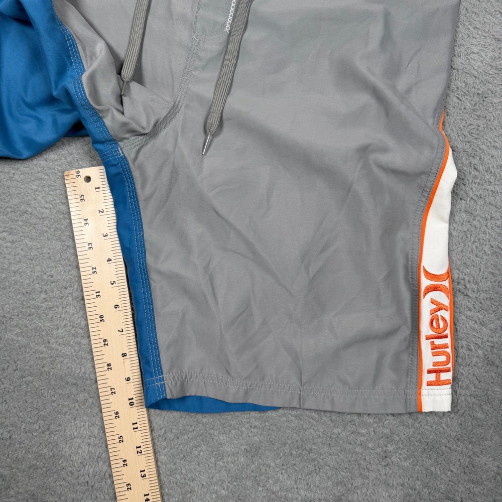 Hurley Mens Board Shorts Size 36 Grey Blue Orange Colorblock Cargo Swim Trunks - Picture 11 of 12